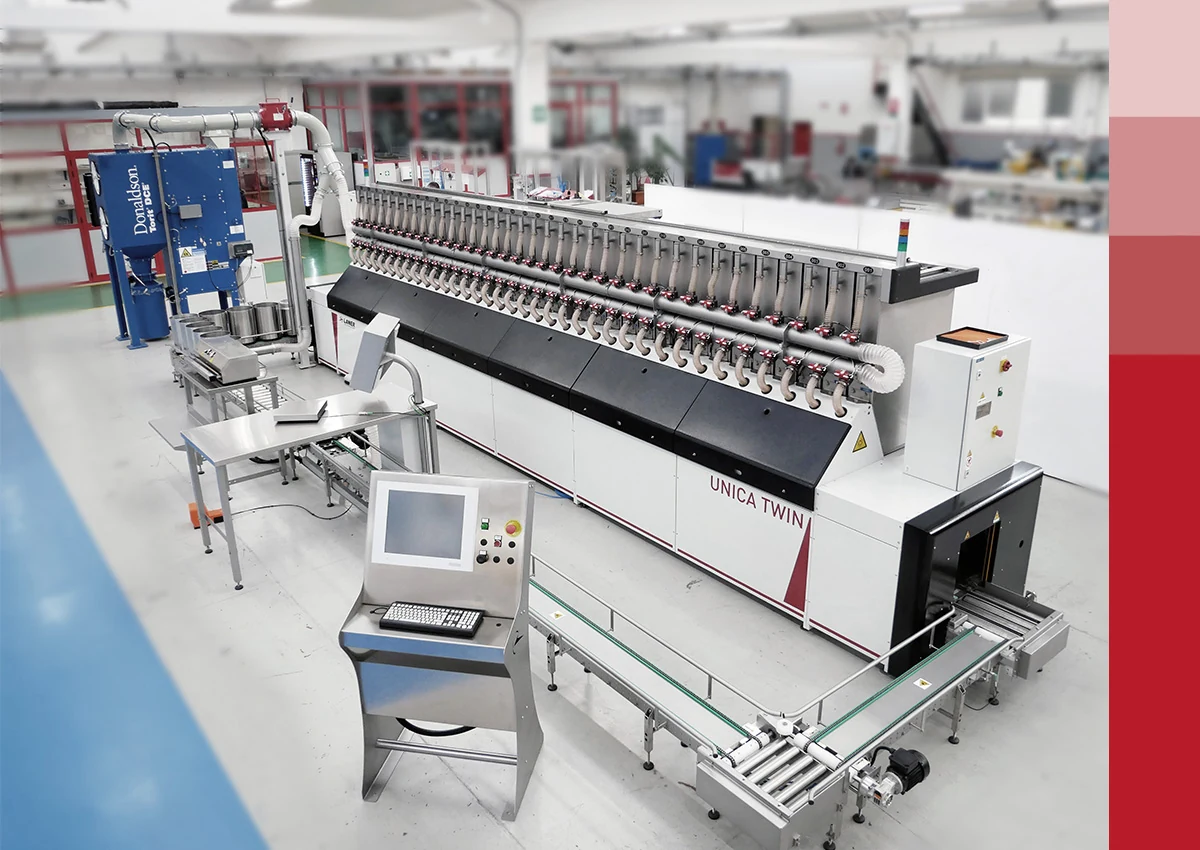 UNICA TWIN weighing installation with ingredient silos and control panel