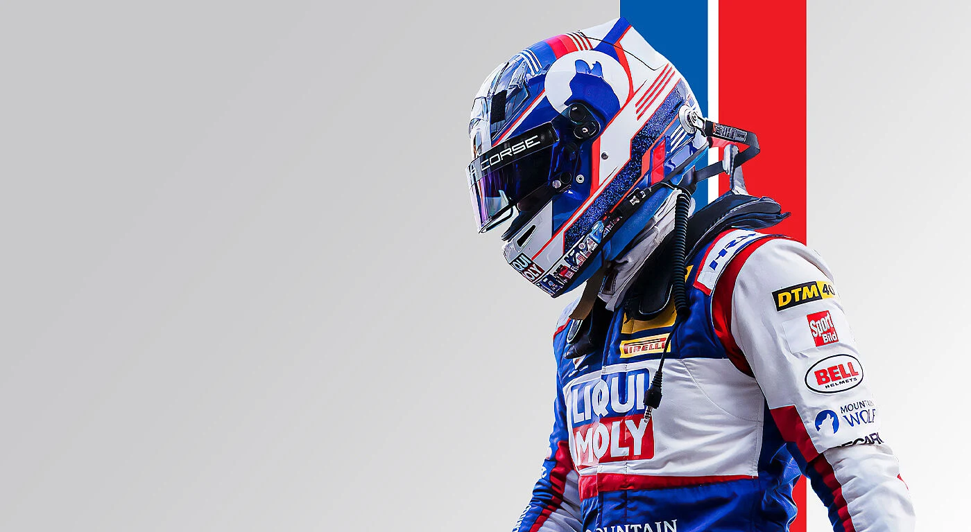 LIQUI MOLY brand campaign featuring a racing driver in a branded suit