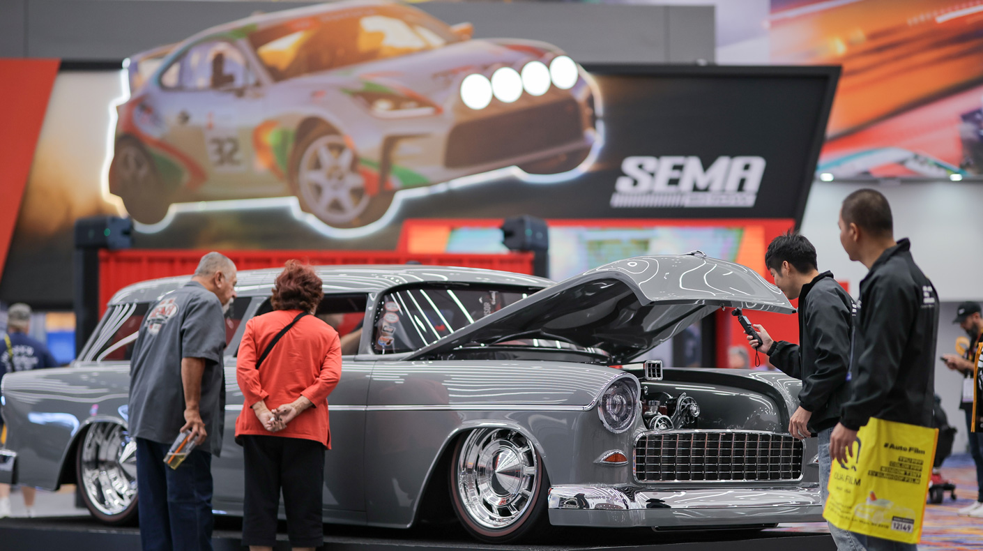 SEMA Show 2025 atmosphere on the indoor show floor.