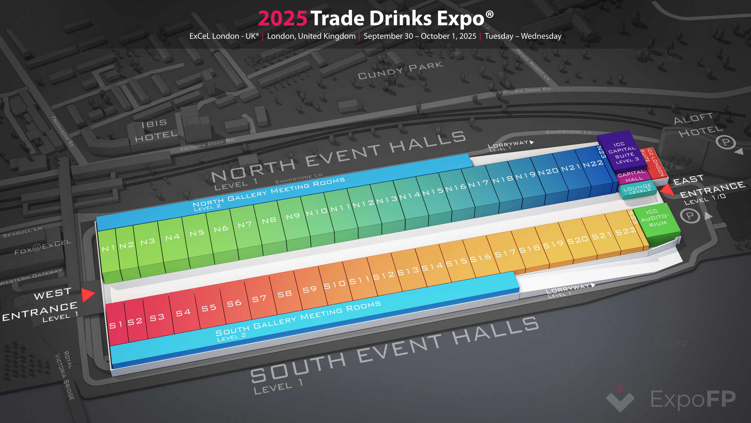 Trade Drinks Expo 2025 3D floor plan at ExCeL London