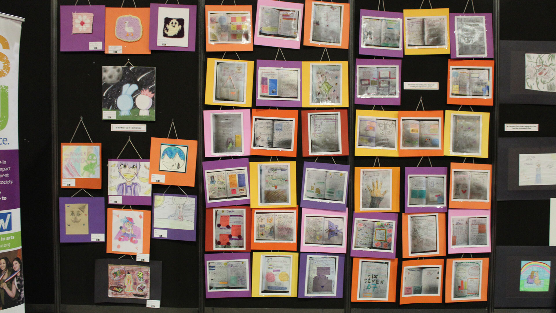Student art gallery displayed at Workshop 2025.