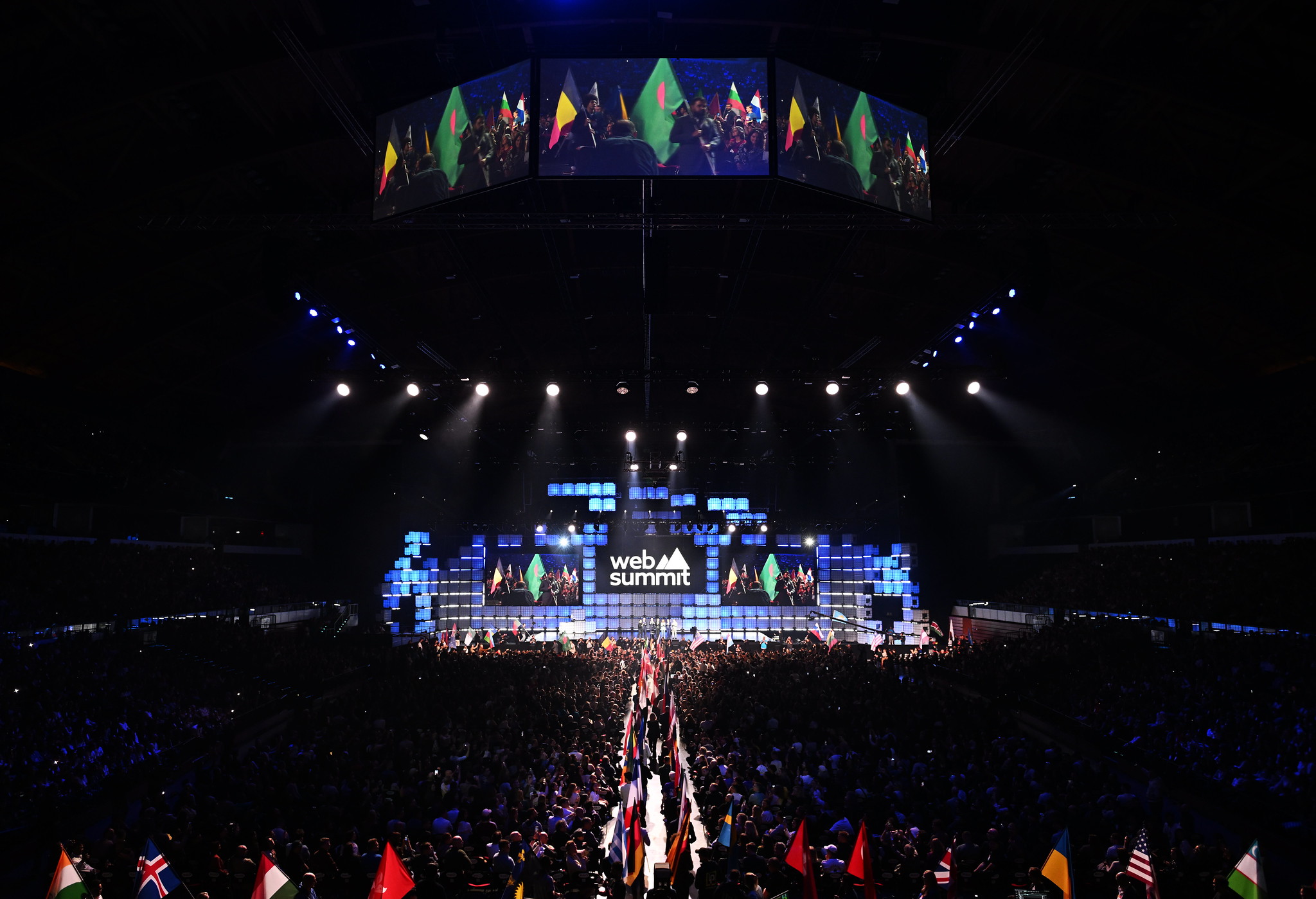 Paddy Cosgrave, CEO and Founder, on Centre Stage during opening night of Web Summit 2025 at the MEO Arena in Lisbon
