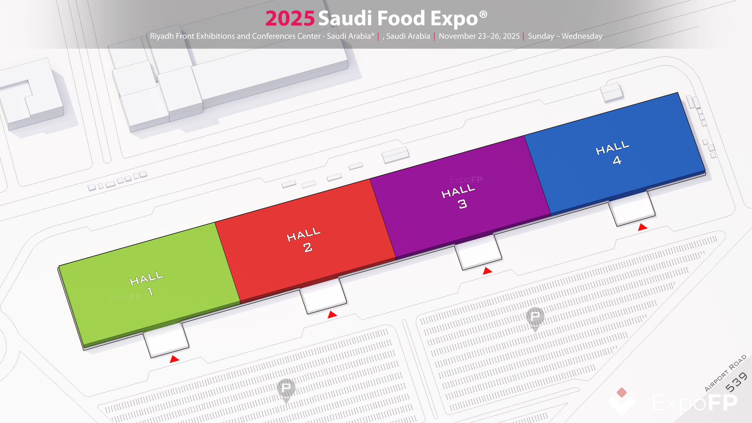 Saudi Food Expo 2025 مخطط أرضي ثلاثي الأبعاد في Riyadh Front Exhibitions and Conferences Center